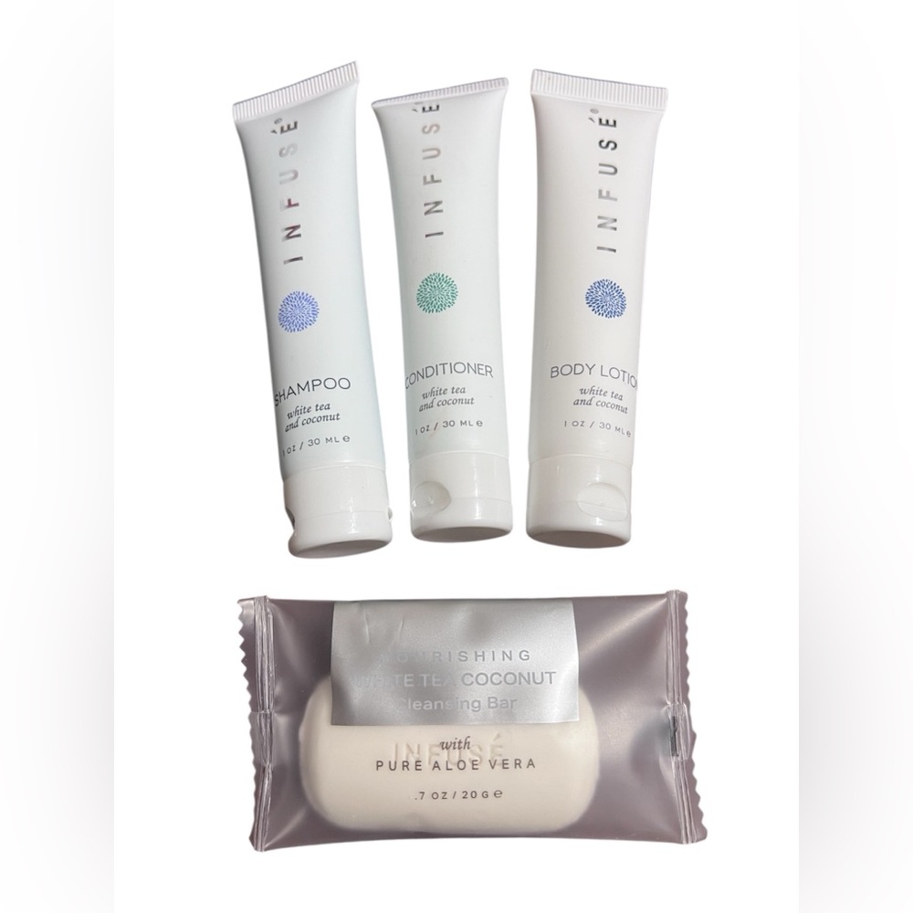 EcoWell Infuse Shampoo, Conditioner, Body Lotion & Cleansing Bar Travel Size Set